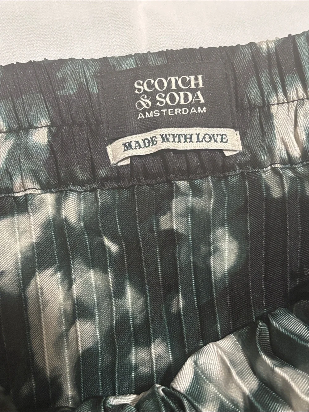 Scotch & Soda Black Pleated Midi Skirt with Teal & White Floral Print